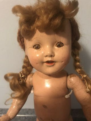 Vintage Unmarked Antique 18 1/2 Composition Old Doll Mcguffey Ana Clone Repair