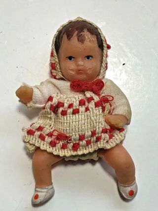 Antique Vintage Miniature Dollhouse Baby Girl Dressed Doll