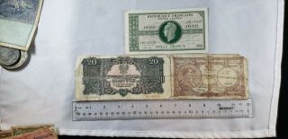 3 Old Wwii Bank Notes 1000 Military Francs 20 Belgium Allied Forces 20 Polski