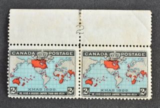 Canada,  Qv,  1898,  2c.  Blue Value,  Sg 168,  Mm,  Marginal Pair,  Cat £84.
