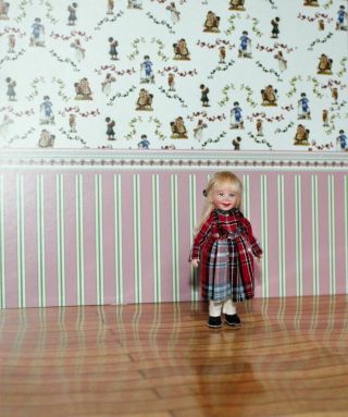 Ooak 1/12 Scale Dollhouse Polymer Clay Doll Miniature Girl