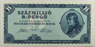 (vl266) Hungary 100 Million B.  - Pengó 1946 P136 Unc
