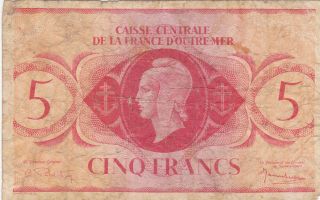5 Francs Vg - Fine Banknote From French Equatorial Africa 1944 Pick - 15