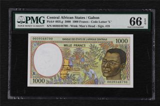 2000 Central African States / Gabon 1000 Francs Pick 402lg Pmg 66 Epq Gem Unc