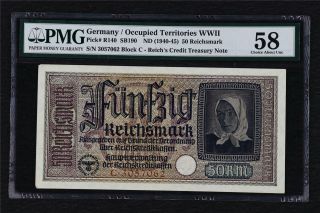 1940 - 45 Germany Occupied Territories Wwii 50 Rentenbank Pick R140 Pmg 58 Unc