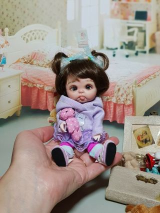 OOAK art doll,  Baby - Girl 6,  5 inch bjd Obitsu doll 1/8 BJD by Svetlana 3