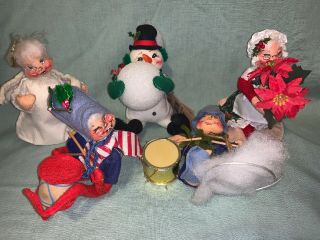 Vintage Annalee Christmas Tree Angel Topper Snowman Drummer Poinsettia Mrs Santa