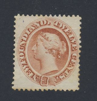 Newfoundland Queen Victoria Stamp,  No.  28 - 12c Brown Mh Gc Cat.  Value =$80.  00