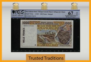 Tt Pk 711kc 1993 West African States / Senegal 1000 Francs Pmg 67 Opq