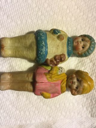 2 Vintage Ceramic Bisque Dolls Girl Boy Japan 3 1/2 " Dolls Jointed Head