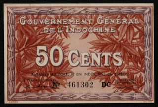 French Indo - China (p087d) 50 Cents Nd (1939) Aunc,