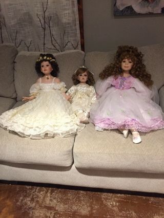 Donna Rubert Porcelain Dolls/height From Left To Right: 30” 23” 32”