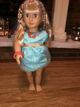 Our Generation Bd31120 18 Inch Jewelry Doll Blond Hair Blue Eyes Euc