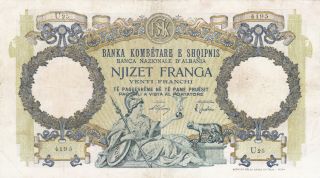 20 Franga Very Fine Banknote From Italian Occupied Albania 1939 Pick - 7