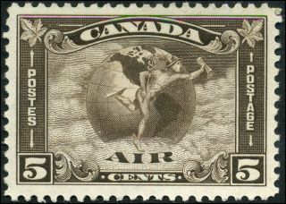 Canada C2 Vf Og H 1930 Airmail 5c Olive Brown Mercury,  With Scroll In Hand