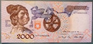 Portugal 2000 2 000 Escudos Note Issued 16.  07.  1992,  P 186 C