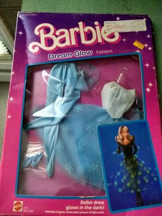 1985 Barbie Dream Glow Fashions 2191 Ballet Dress Glow In Dark In Packaging