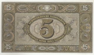 Switzerland 5 Franken 1951 Issue Banknote P11O in UNC 2