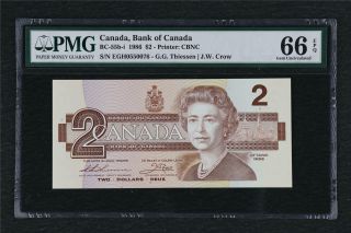 1986 Canada Bank Of Canada Bc - 55b - I 2 Dollars Pmg 66 Epq Gem Unc