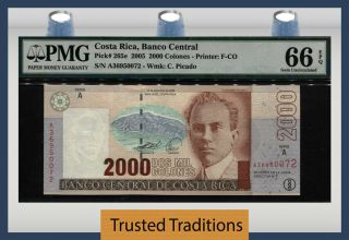 Tt Pk 265e 2005 Costa Rica Banco Central 2000 Colones Pmg 66 Epq Gem Unc