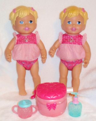 2 Little Mommy Princess Dolls W/ Potty,  Sparkly Hand Sanitizer & Sippy Cup