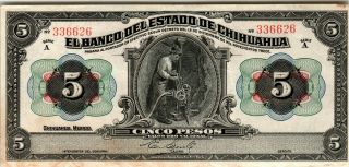 1532: El Banco Del Estado De Chihuahua 5 Pesos - Xf