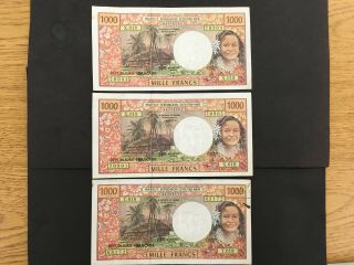 French Pacific Territories (3 Notes) 1000 Francs 1996
