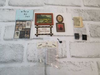 Vintage Metal Dollhouse 1:12 Scale Miniature Photos Newspaper Wall Decor Bible