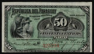 Paraguay (p115a) 50 Centavos L.  1907 Vf,