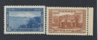 2x Canada Mnh 1938 Stamps 242 - 13c 243 - 20c Both Mnh Vf Guide Value = $67.  50