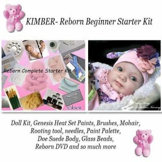Reborn Starter Beginner Kit,  Genesis Paints,  Mohair,  Dvd,  Doll Kit - Kimber