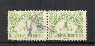 Canada - Newfoundland 1939 - 49 1c Postage Due Fu Cds Horizontal Pair
