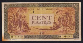 French Indochina 100 Piastres 1942 - 1945 Pick 73