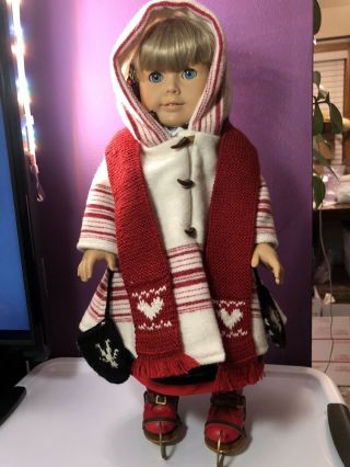 Euc Pleasant Company American Girl Doll Kirsten With White Body,  Woolins,  Skates