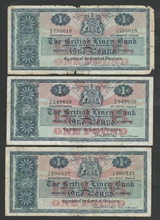 F10 Scotland British Linen Bank 3 Year Varieties For P166 Pound Issues