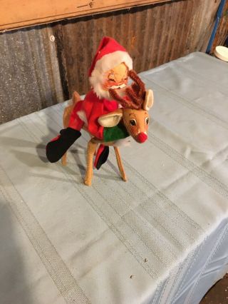 Vintage Annalee Rudolph Reindeer And Santa Soft Figures