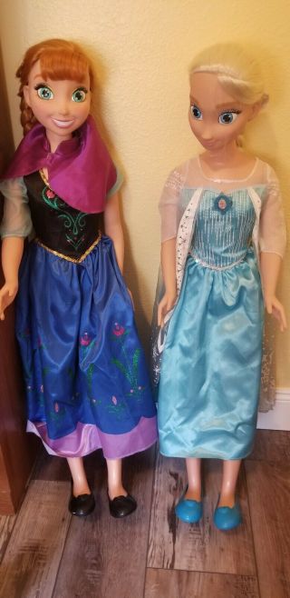 Disney Frozen My Size Anna & Elsa Doll Set Life Size 3ft Tall Both Dolls