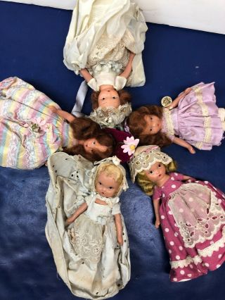 5.  5” Vintage Nancy Ann Storybook Dolls Assorted Set Of 5 Dolls All Bisque 1c