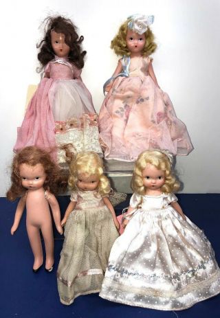 5.  5 - 6.  5”vintage Nancy Ann Storybook Dolls Assorted Set Of 5 Dolls All Bisque F