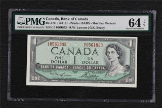 1954 Canada Bank Of Canada Bc - 37d 1 Dollars Pmg 64 Epq Choice Unc
