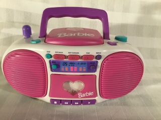 Vintage Barbie Dance With Me Talking Boombox Cassette Tape Cd Player