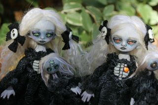 Ooak Art Doll Horror Girl Fantasy A.  Gibbons Lil Poe Fairy Tale Monster Set Of 2