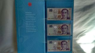 Limited Edition Singapore Commemorative 2000 $2.  00 Currency 3 Note Set 2