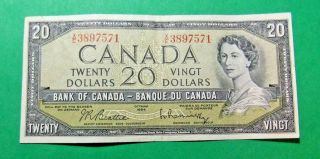 1954 Bank Of Canada 20 Dollar Note - Vf25