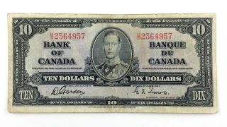1937 Canada 10 Ten Dollar Prefix UD Canadian Circulated Banknote L927 2