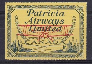 Canada,  Airmail Label,  Patricia Airways,  Limited