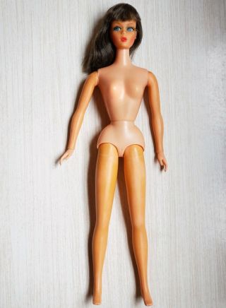 Vintage Barbie Doll 1968 Mattel Live Action Living Brunette Blue Eye Long Lashes