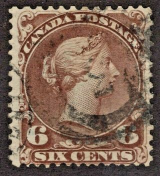 Canada 27 6c 2 Ring No.  3 Large Queen 1868 Fine