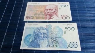 Belgium 100 And 500 Francs Aunc - - - -