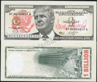 Two Donald Trump Billion Dollar 2x $1000000000 Stebbins & Gabris Fantasy Notes